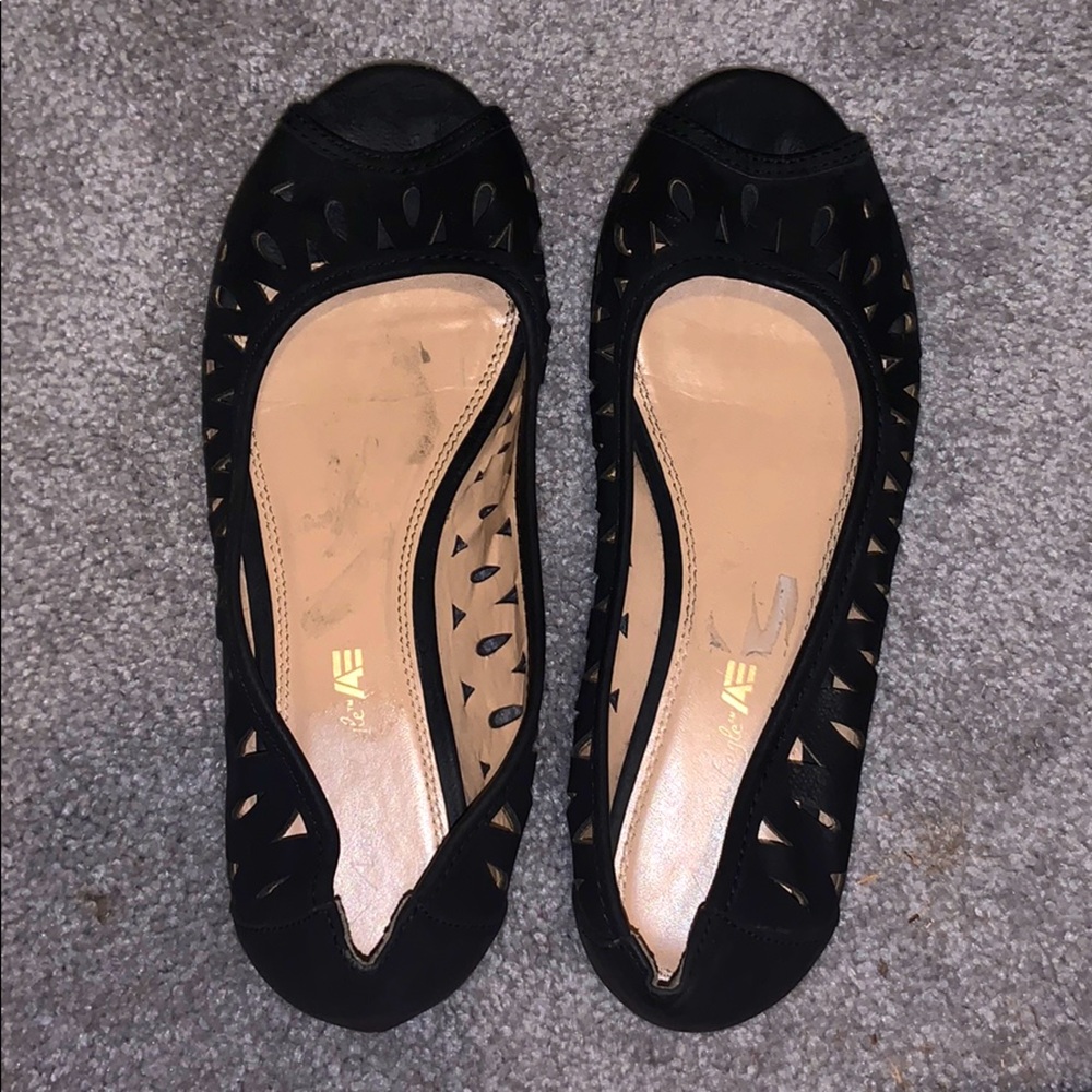 Black flats with cut out design